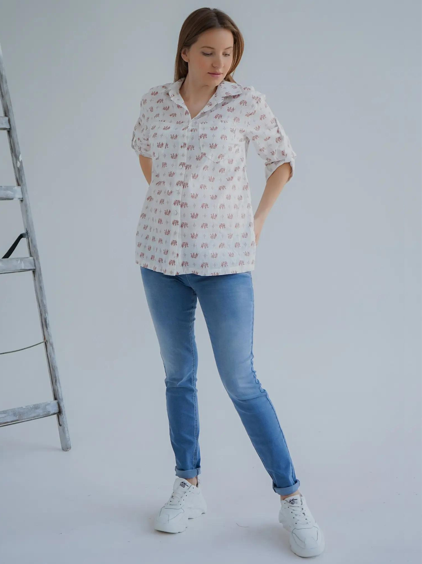 Smalle zwangerschapsjeans van stretchdenim