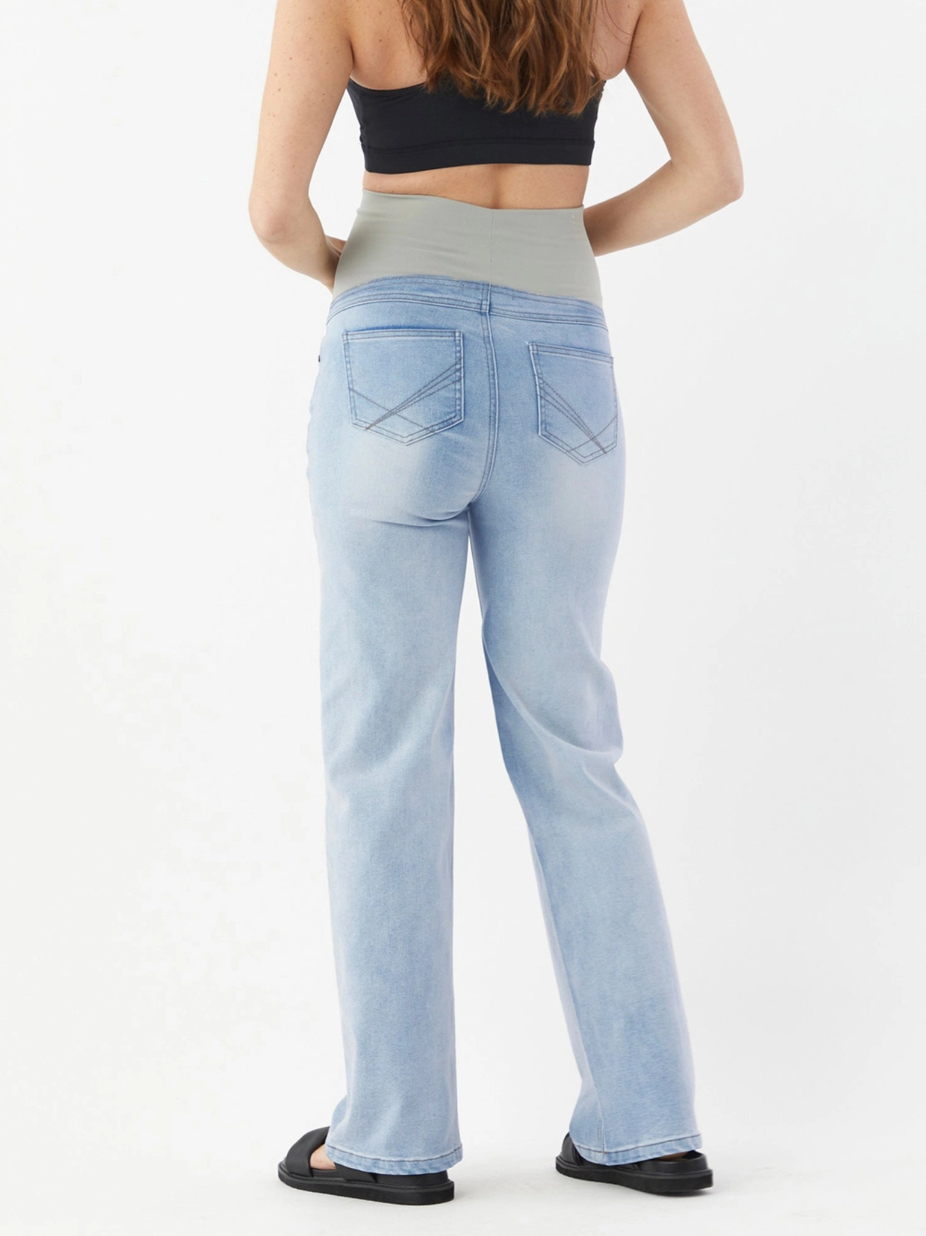 Jeans de grossesse droit en denim clair