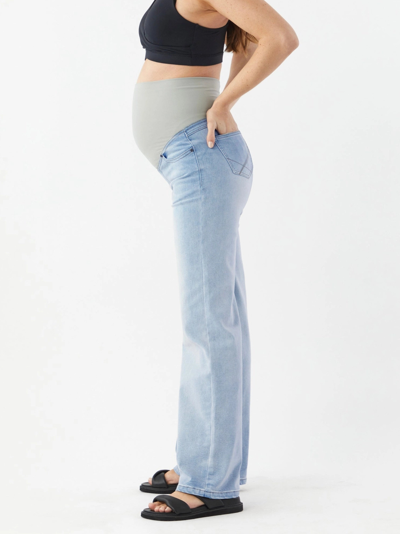 Jeans de grossesse droit en denim clair