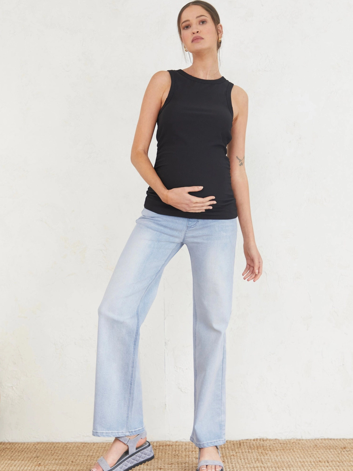 Jeans de grossesse droit en denim clair