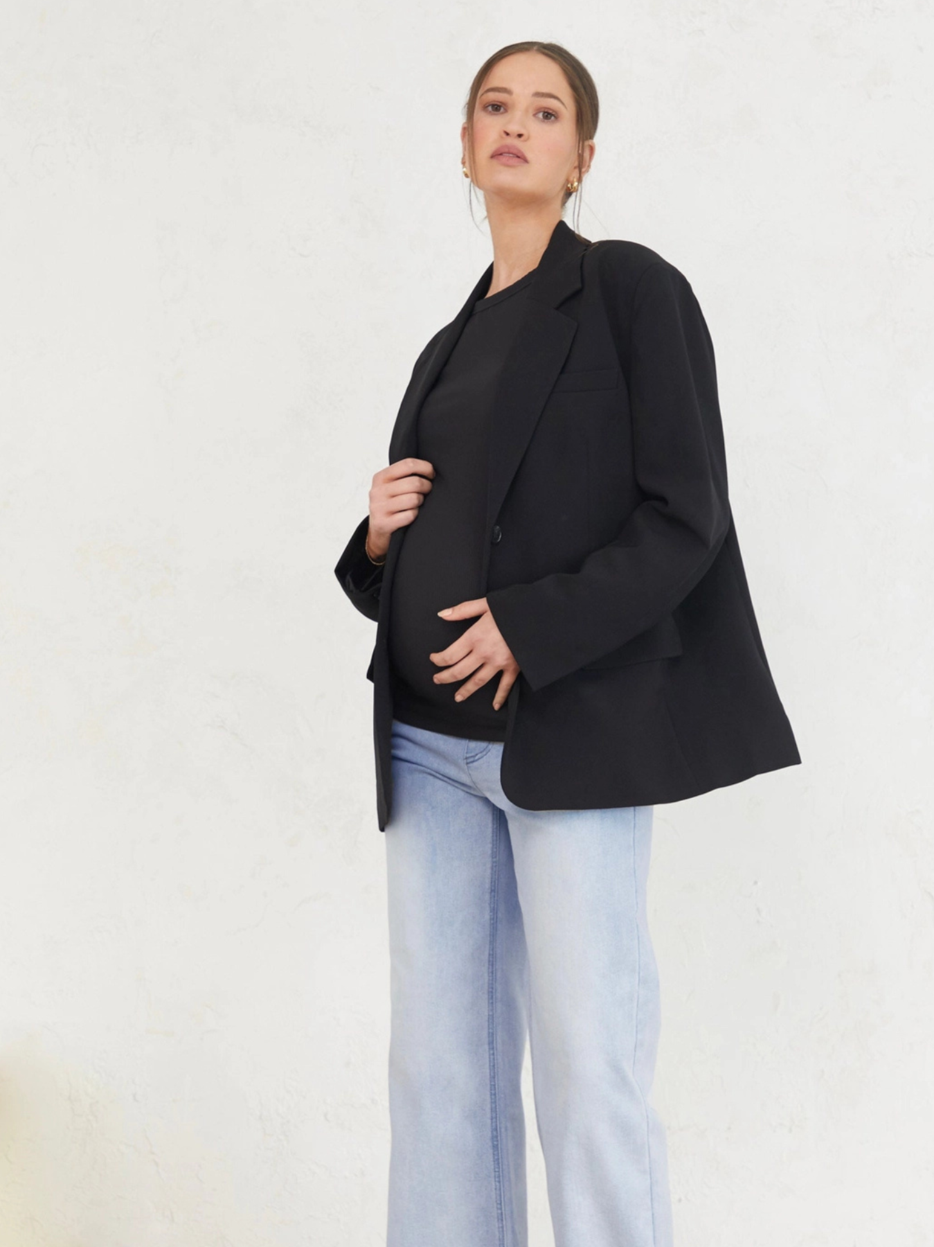 Jeans de grossesse droit en denim clair