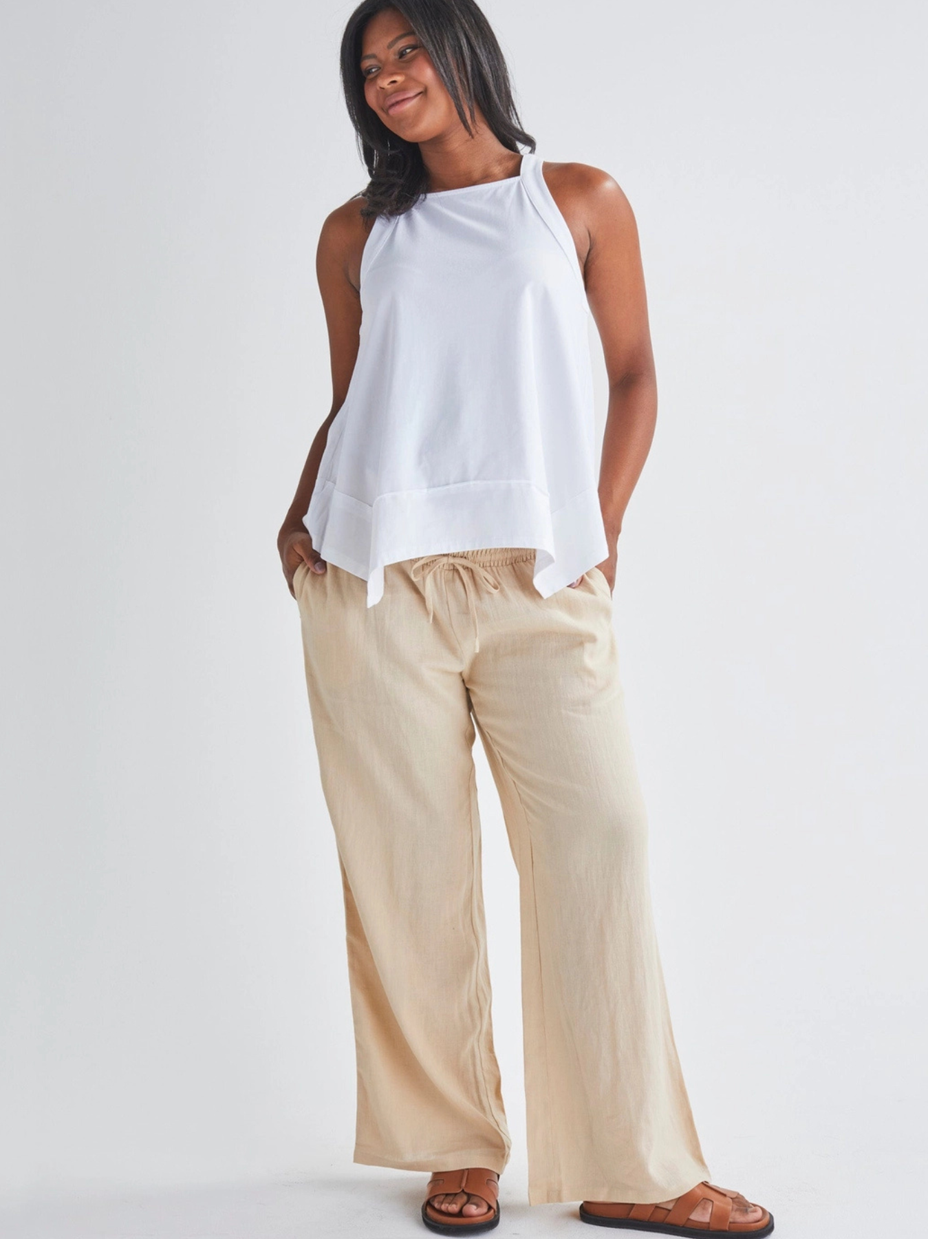 Pantalon de maternité en lin Giulia sable