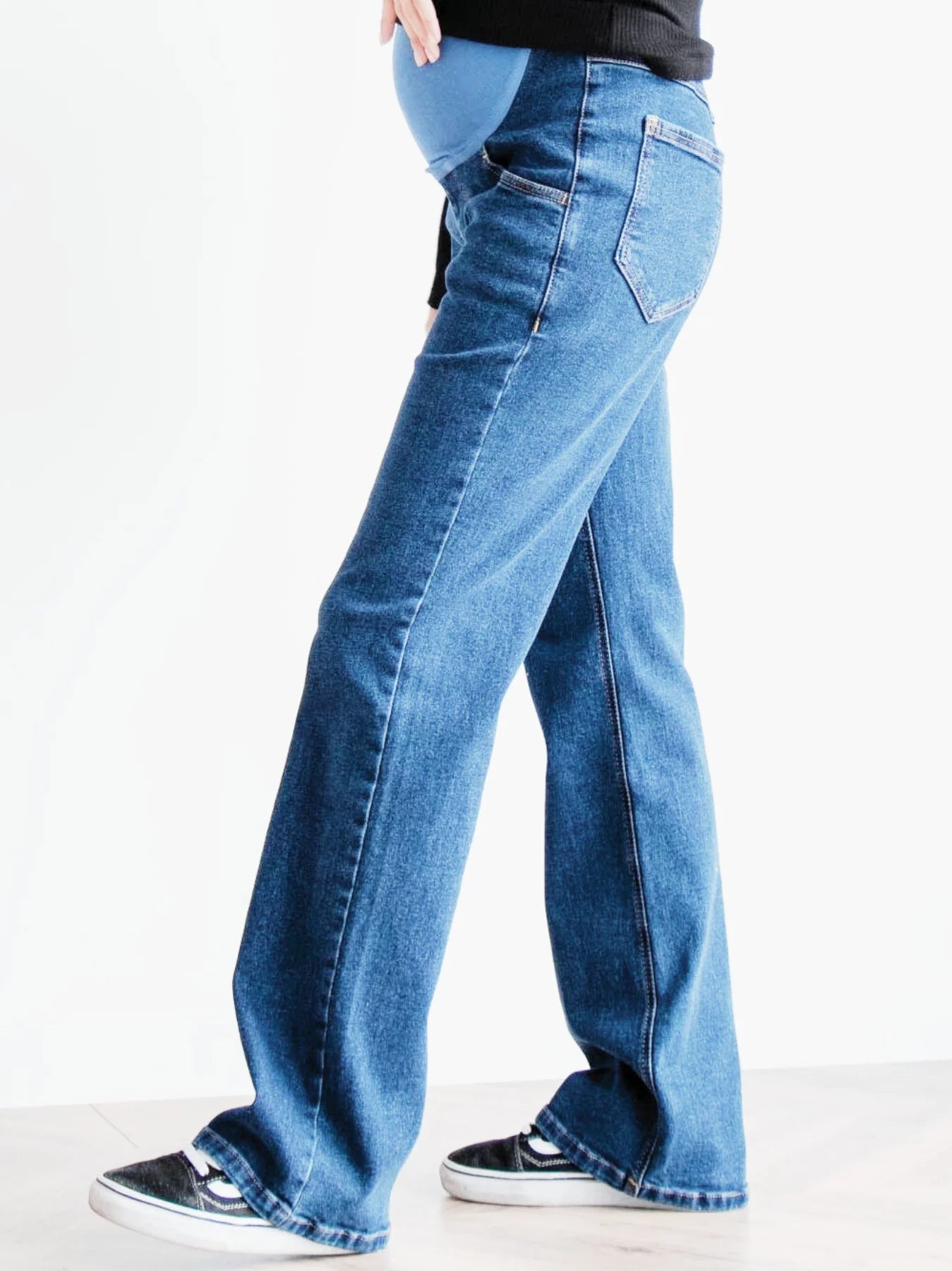 Jeans de grossesse évasé en denim Bleu