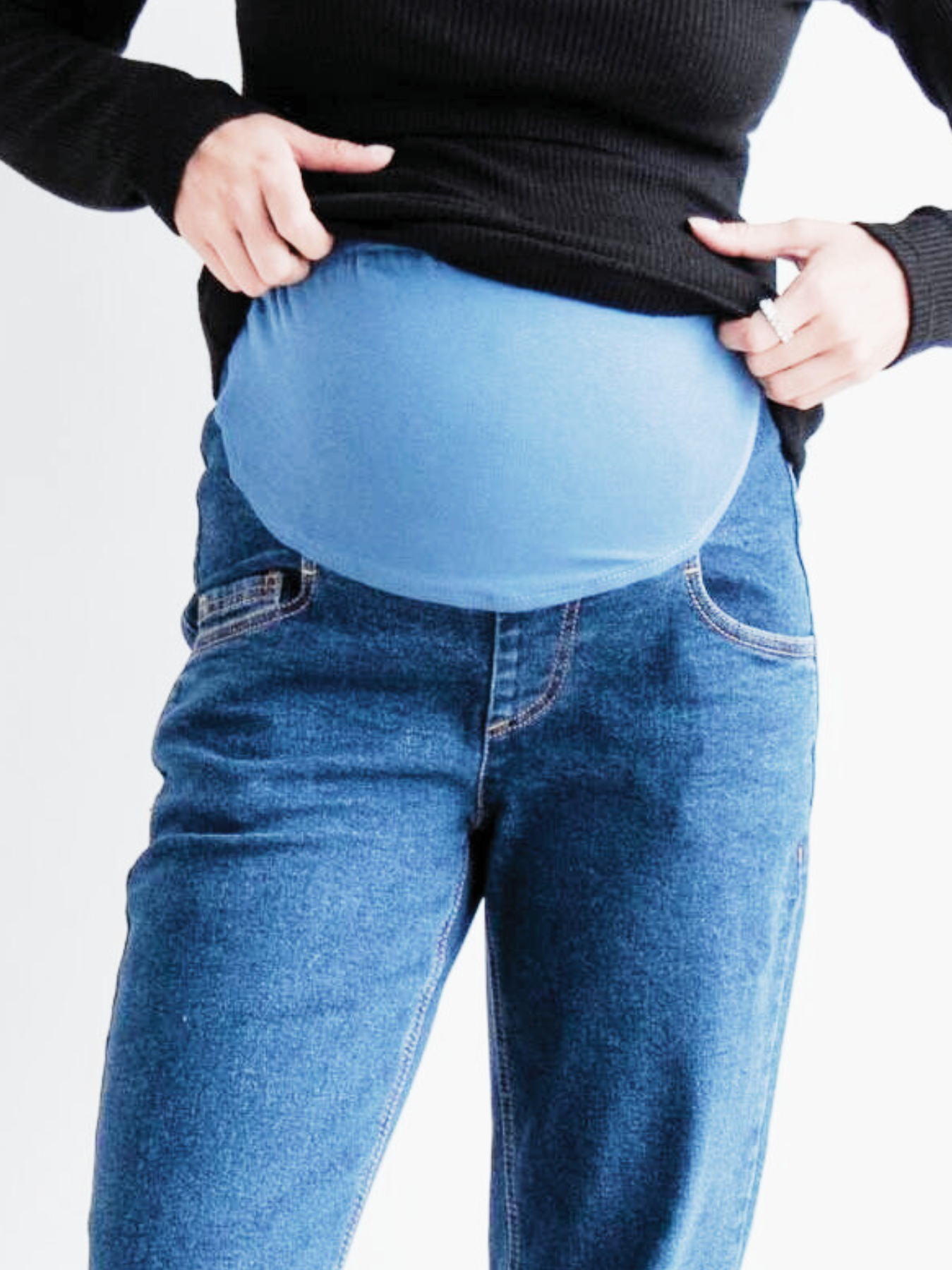 Jeans de grossesse évasé en denim Bleu