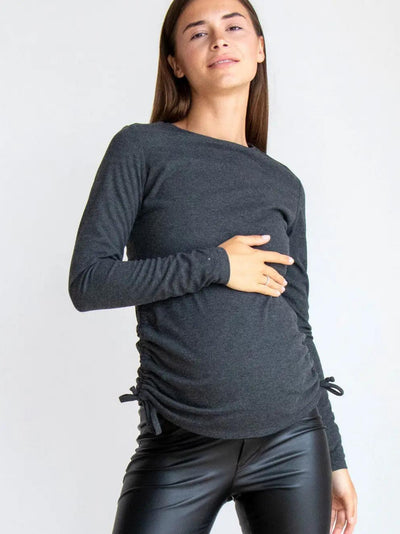 Pull de maternité en jersey doux côtelé Graphite
