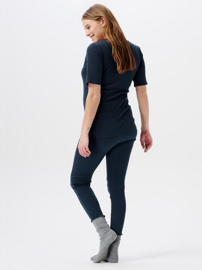 Marineblauwe geribbelde pyjamabroek