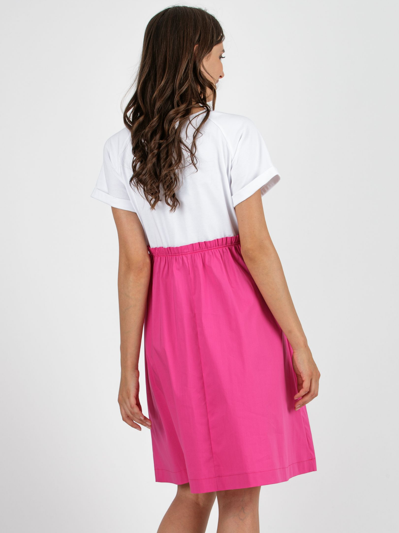 Two-tone Fuchsia/White maternity dress