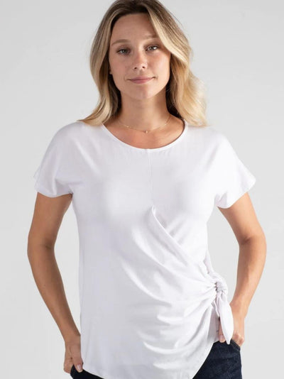 T-shirt de grossesse et d'allaitement à noeud blanc