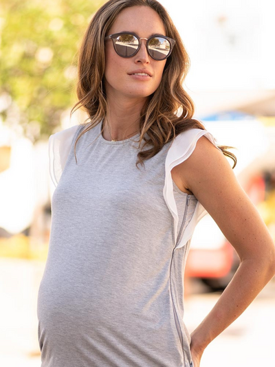 T-shirt grossesse et allaitement zip côté