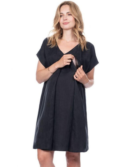 Maternity and nursing dress in Cupro 