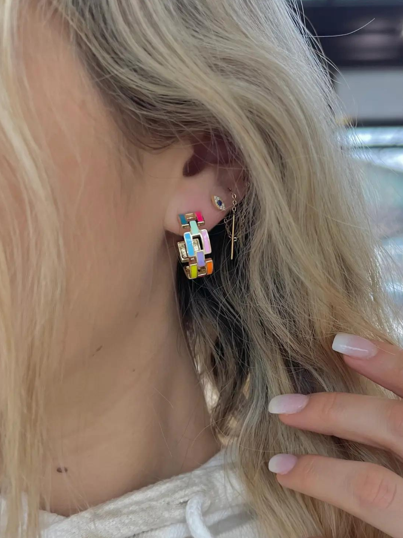 Poppy veelkleurige oorringen