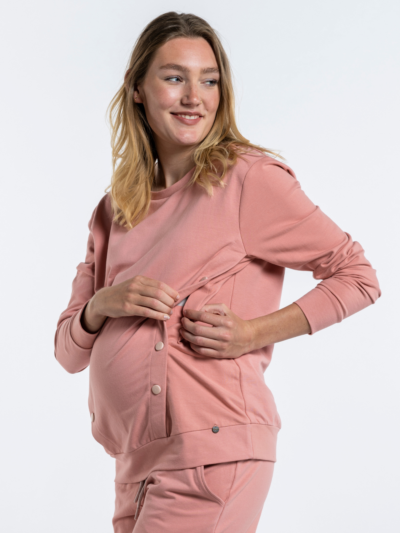 Sweat de maternité à pressions Rose