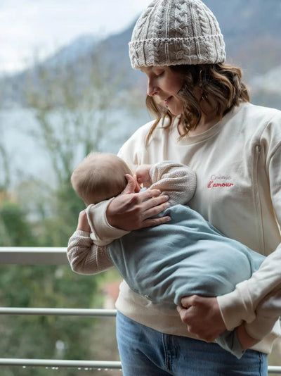 Sweat long de grossesse avec zips Beige Creme d'amour