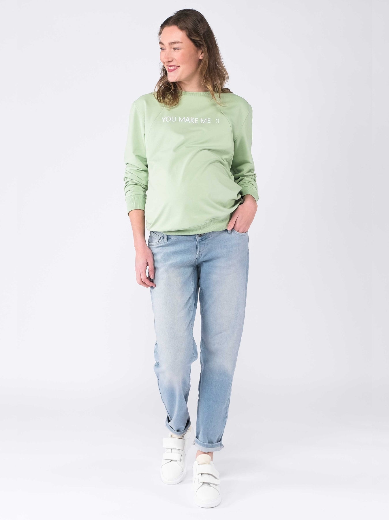 Sweater de maternité sourire vert