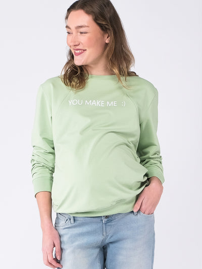 Sweater de maternité sourire vert