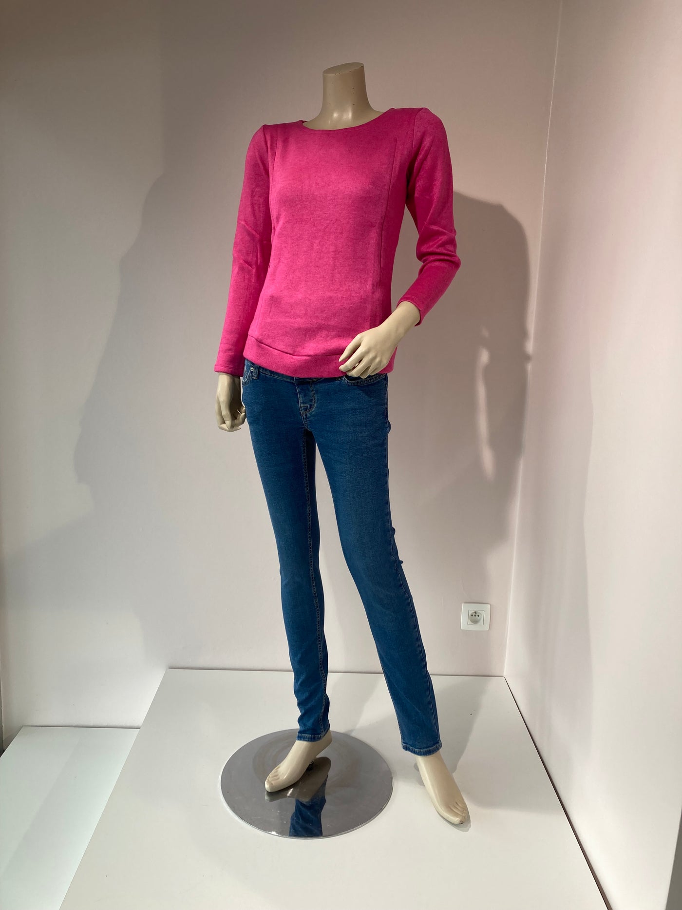 Sweat à zips en angora Fuchsia