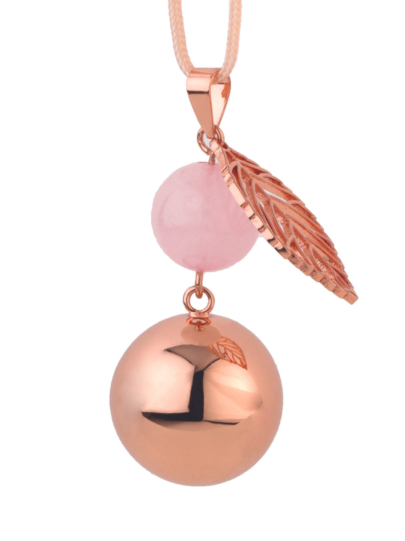 Zwangerschapsbola Parel en blad Goud/Roze