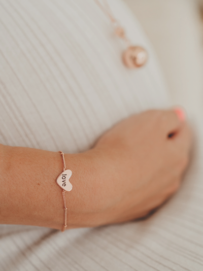 Ensemble bola & bracelet gravure love en plaqué or rose