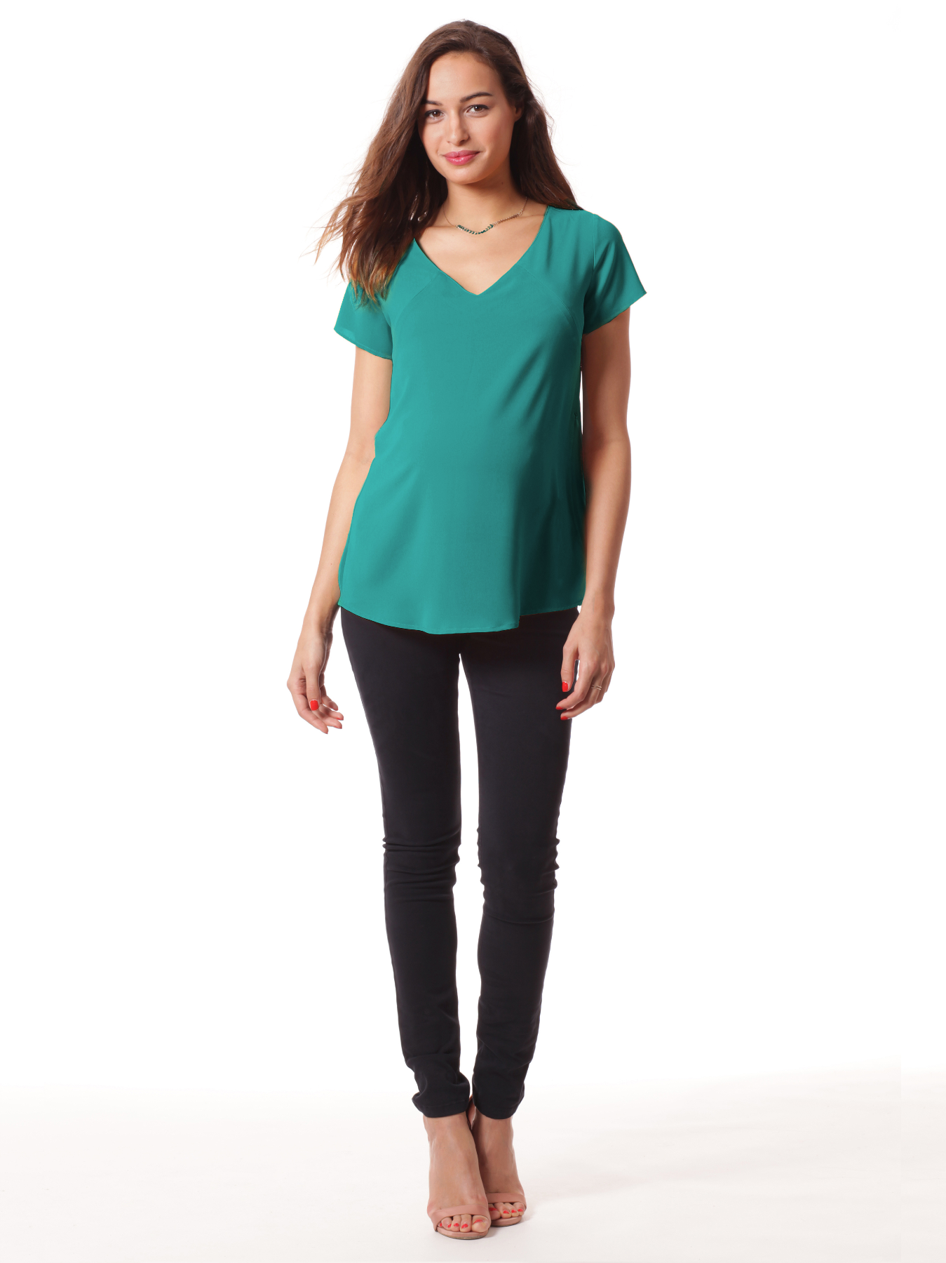Blouse élégante avec dos plissé Turquoise
