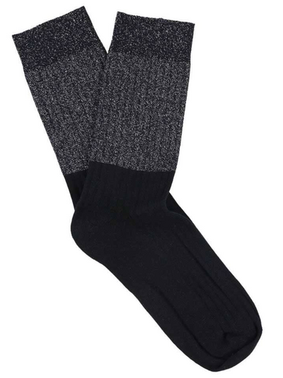 Women's Lurex Block Socks - Silver/Blue