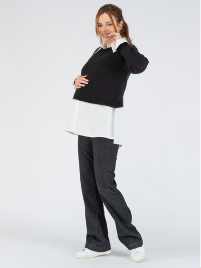 Pull Crop de grossesse et d'allaitement Gaspard Noir