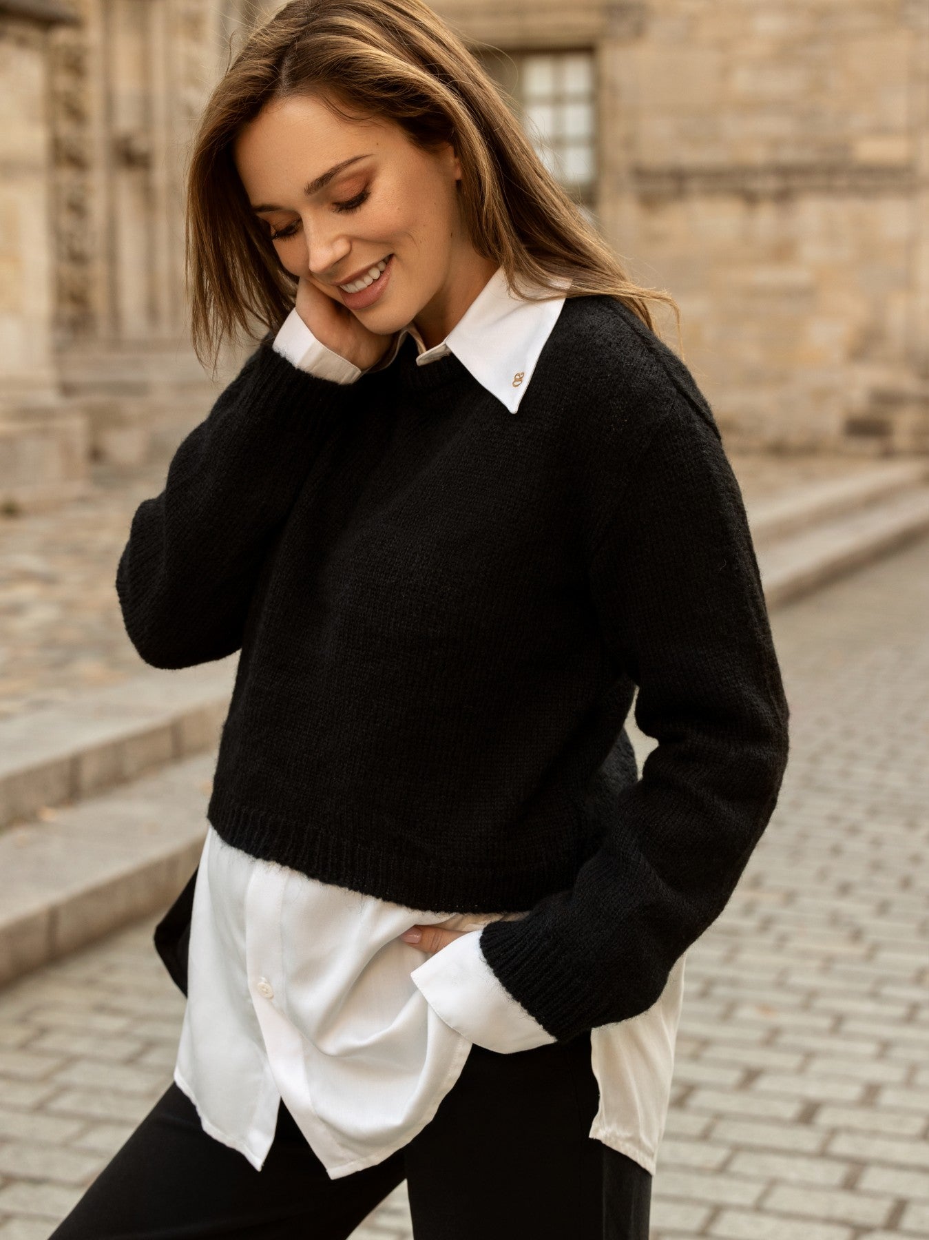 Pull Crop de grossesse et d'allaitement Gaspard Noir