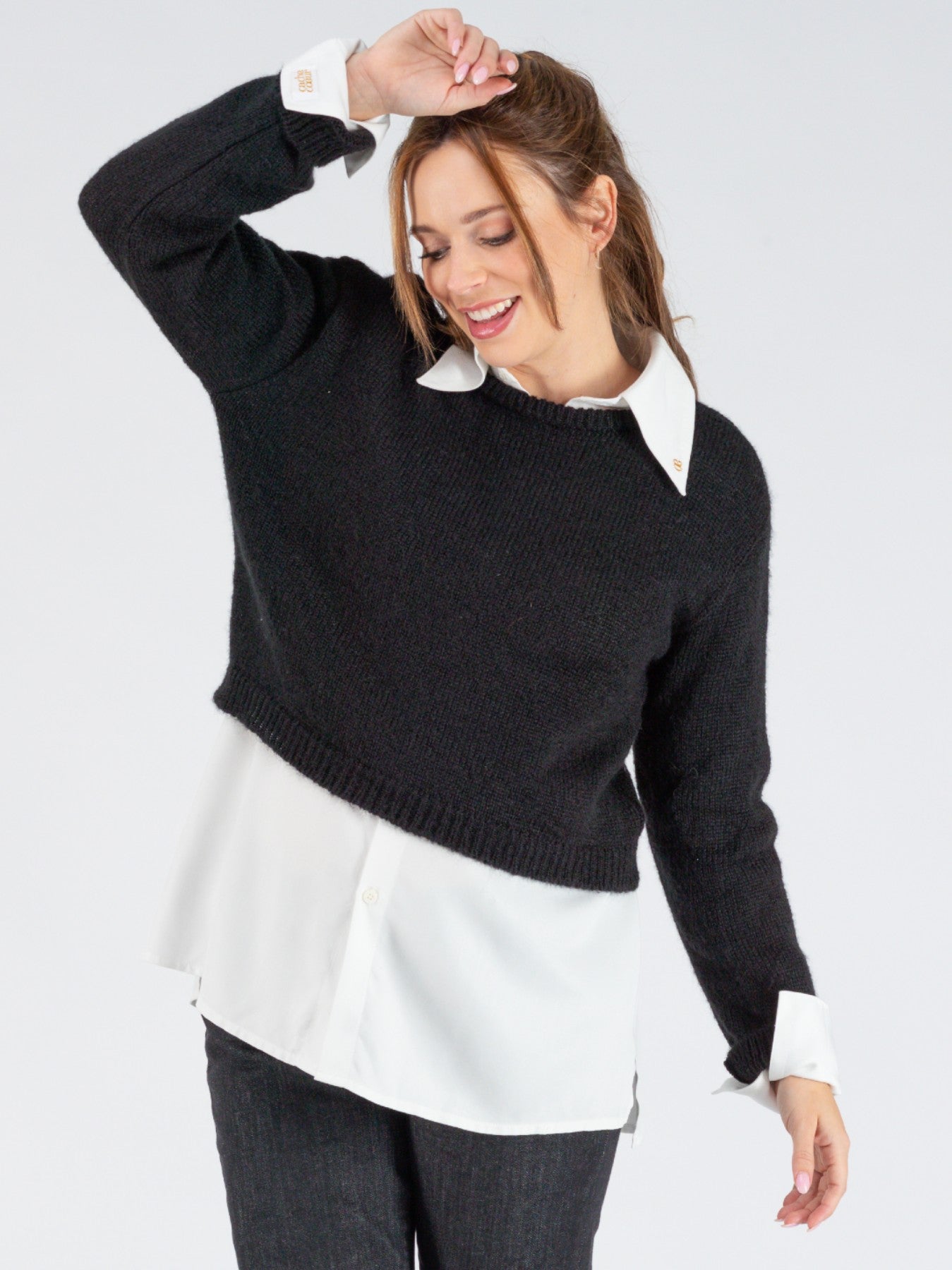 Pull Crop de grossesse et d'allaitement Gaspard Noir