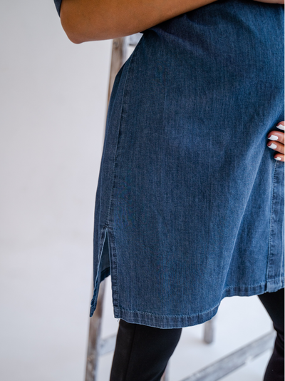 Tunique chemise de maternité bleu jeans