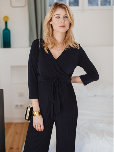 Geklede zwangerschaps- en borstvoedingsjumpsuit Floriane