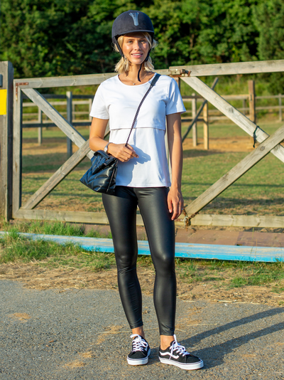 Legging de maternité en cuir mat