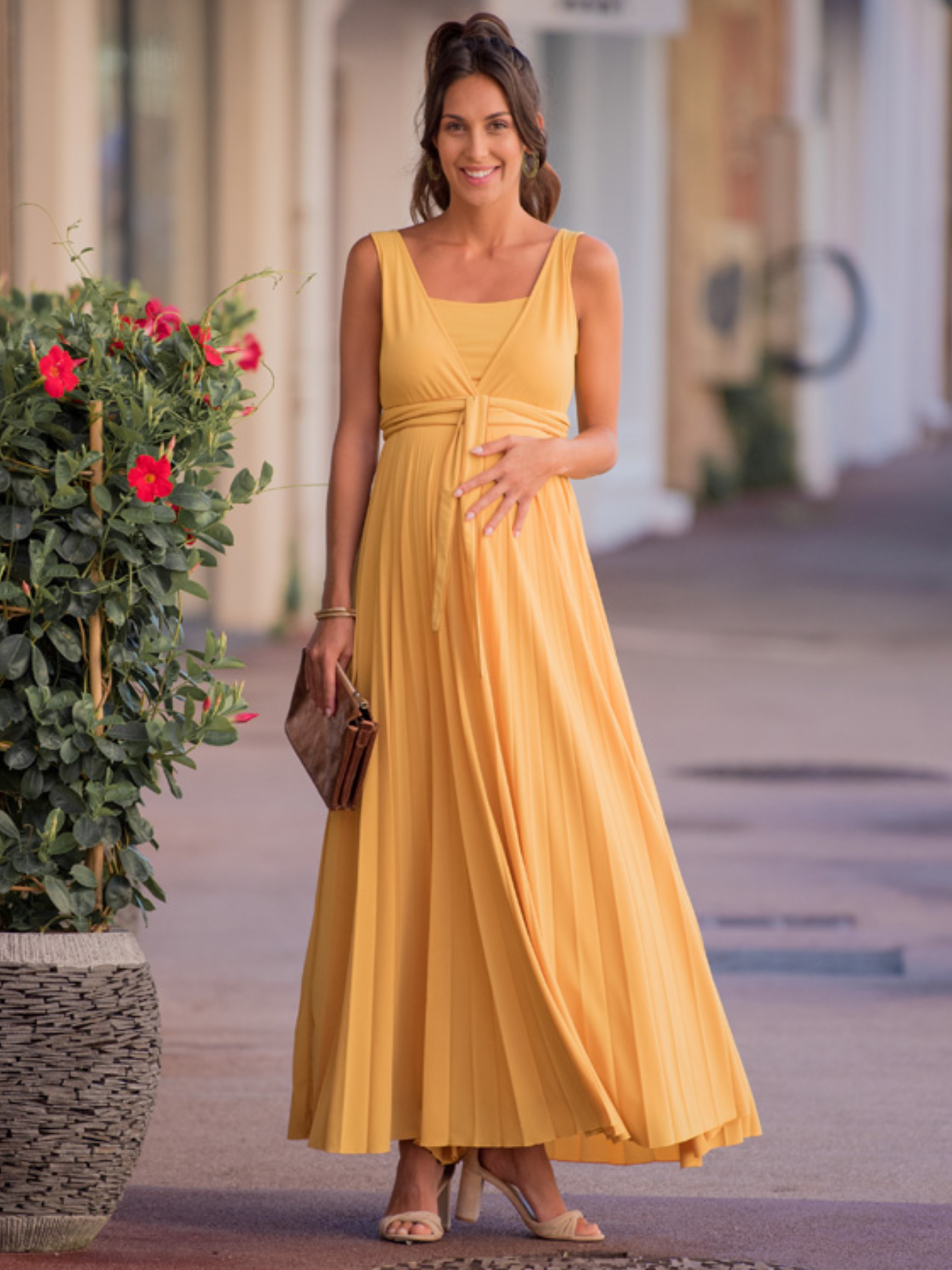 Long pleated sun dress