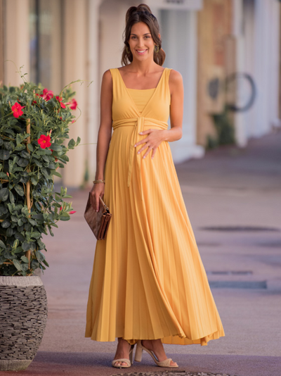 Robe longue plissée soleil