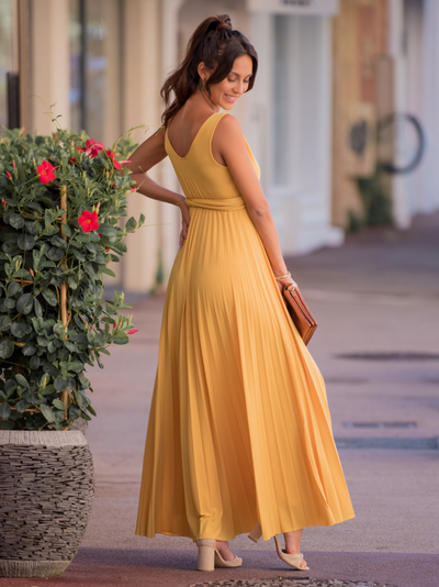 Long pleated sun dress