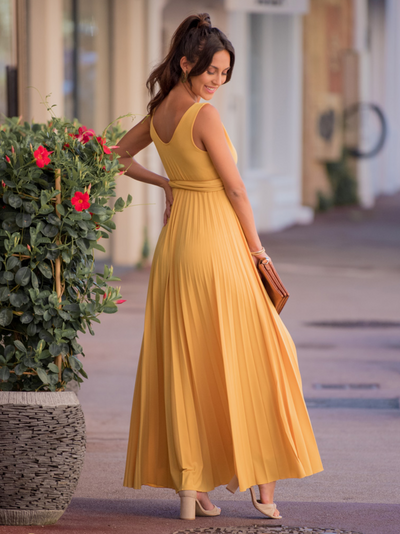 Robe longue plissée soleil