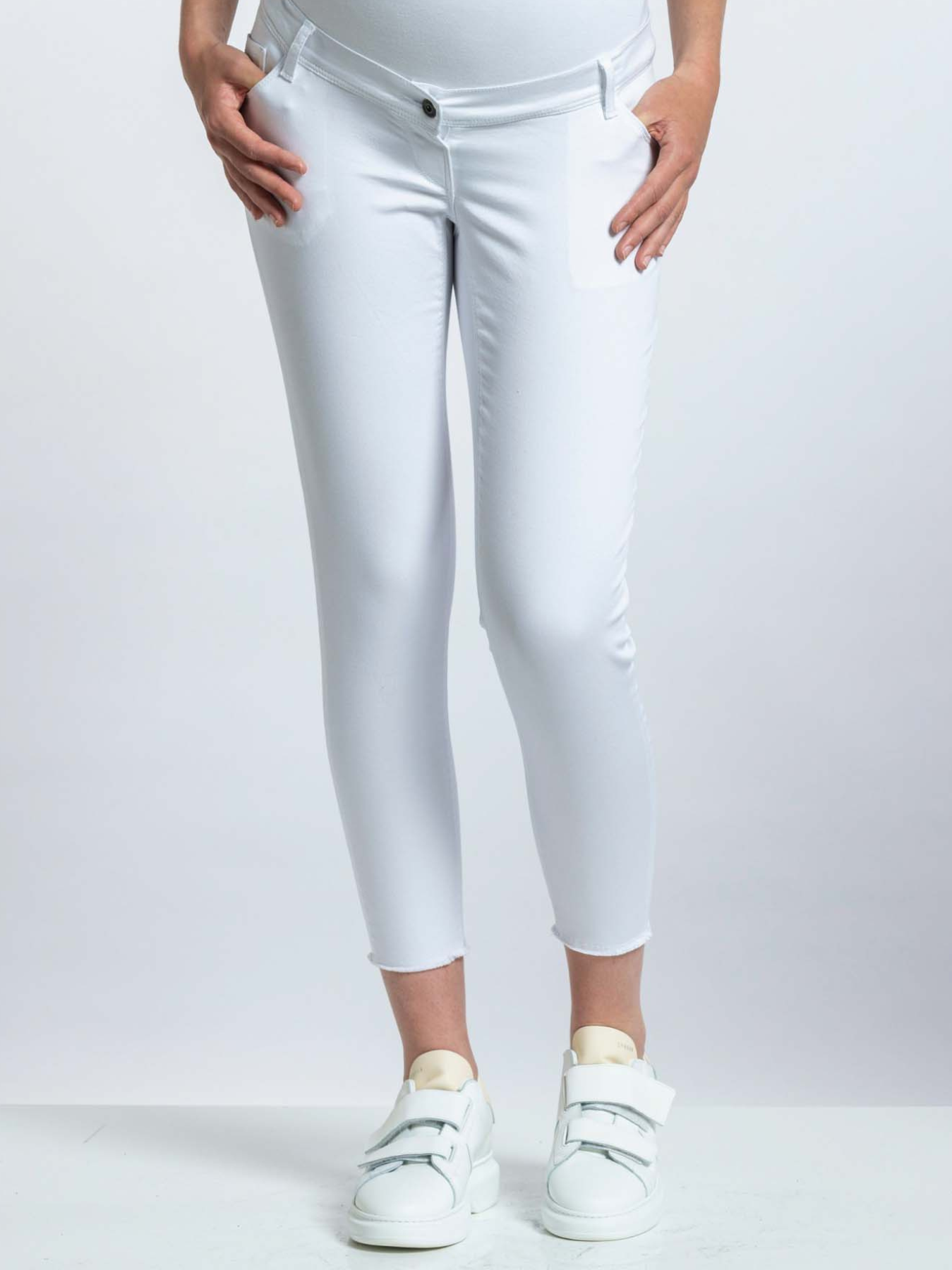 Korte zwangerschapsjeans Wit