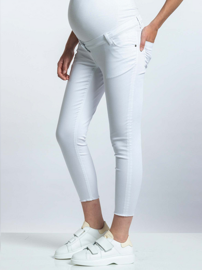 Korte zwangerschapsjeans Wit