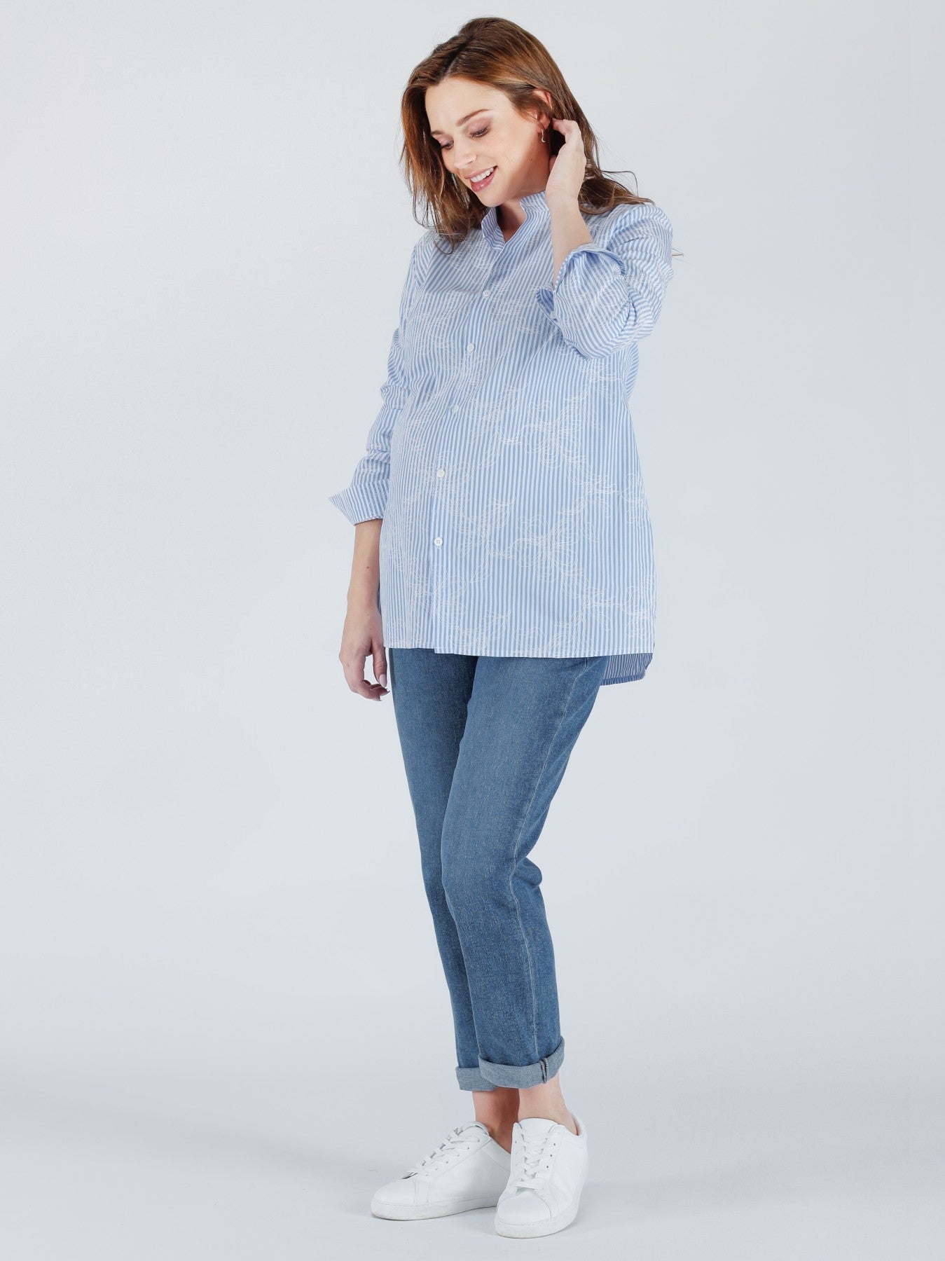 Jeans de grossesse Carrie Mom fit Mi-bleu