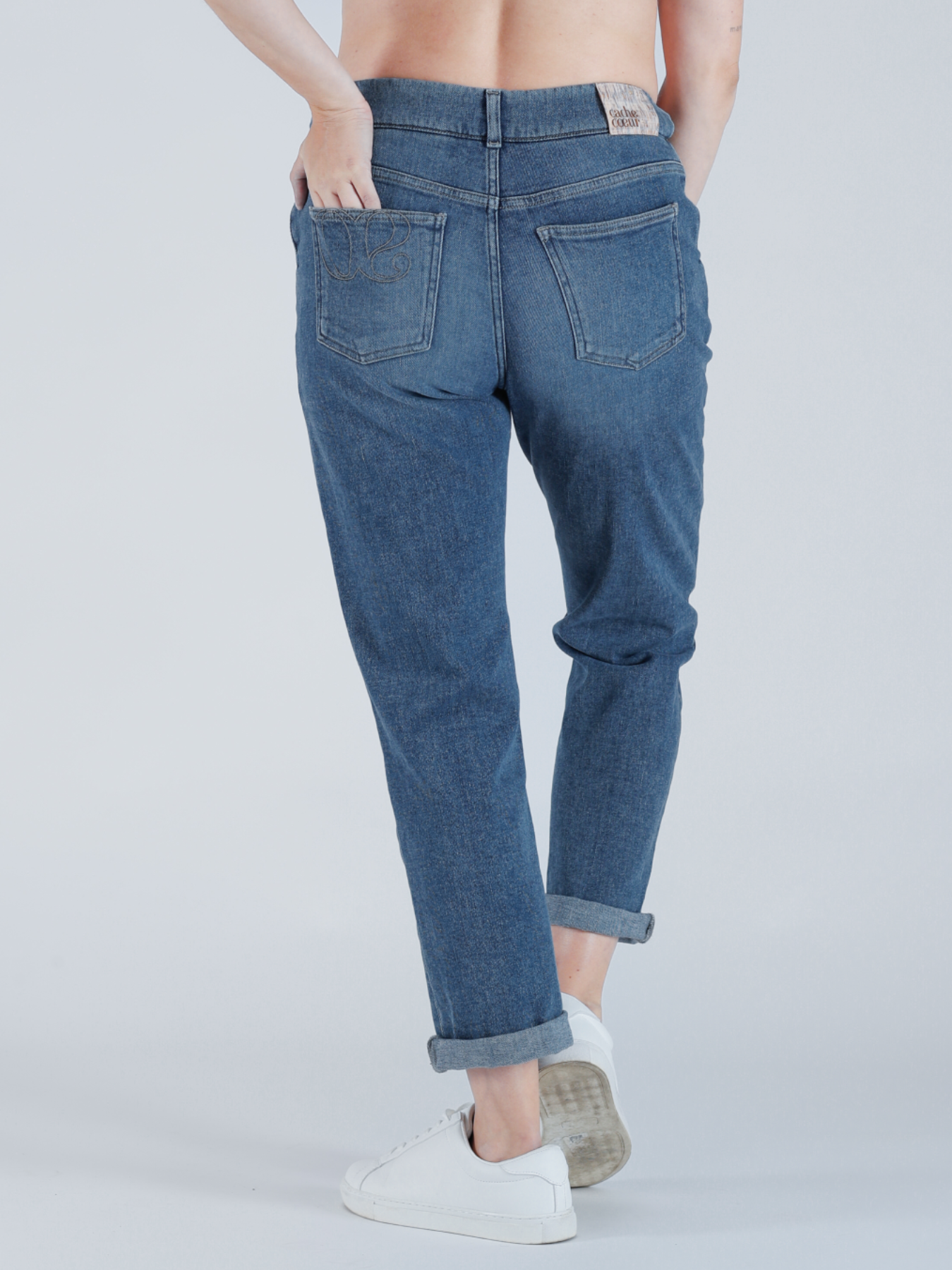 Jeans de grossesse Carrie Mom fit Mi-bleu