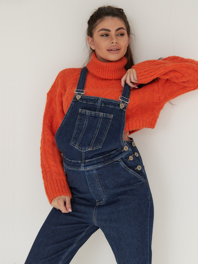 Zwangerschapsoverall van donker denim