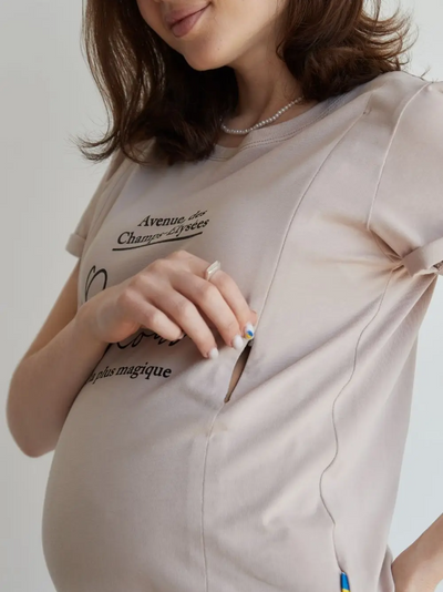 T-shirt 'Paris Mon amour' Beige
