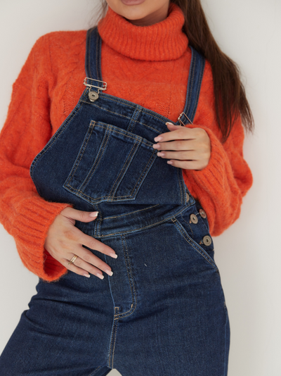 Zwangerschapsoverall van donker denim