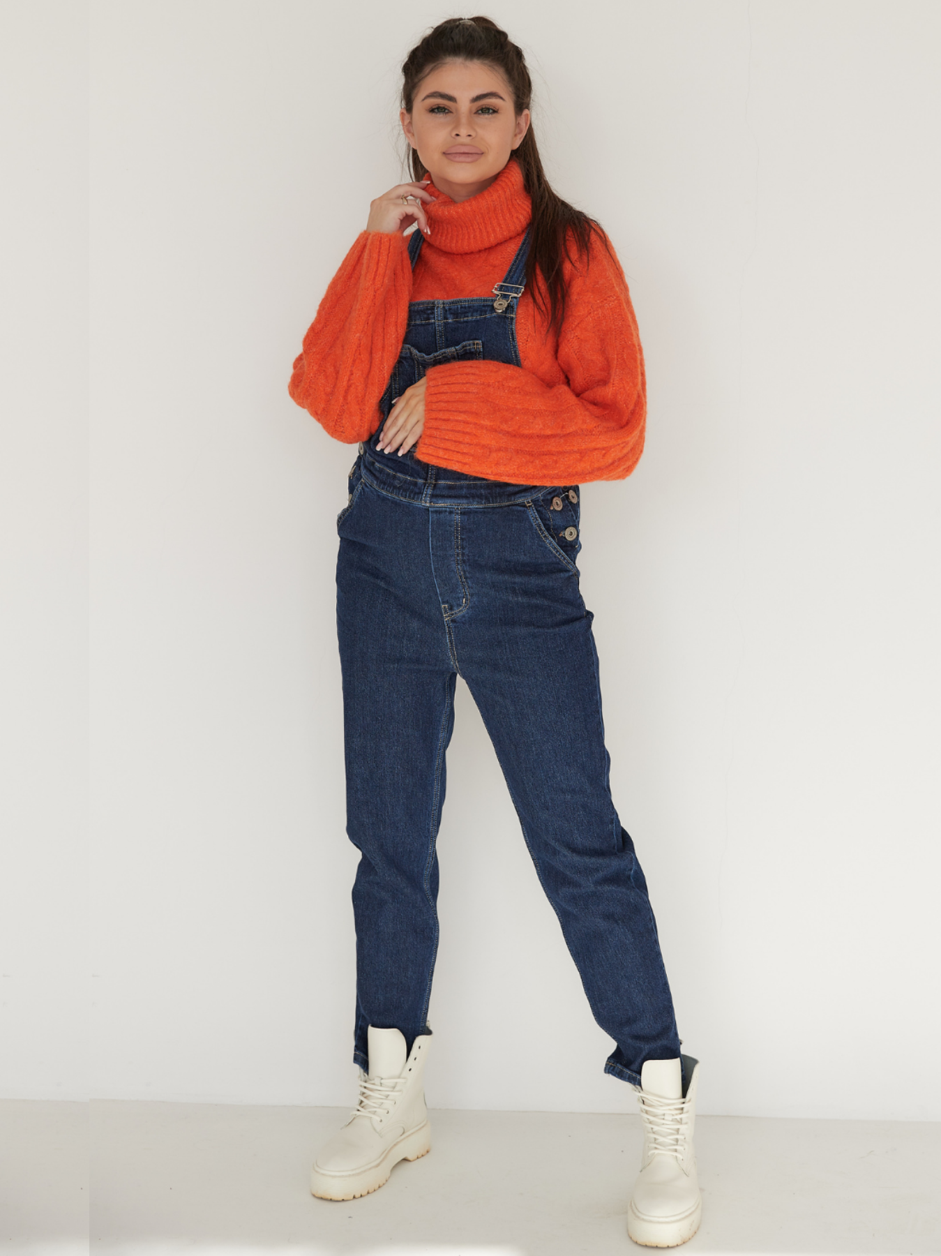 Zwangerschapsoverall van donker denim