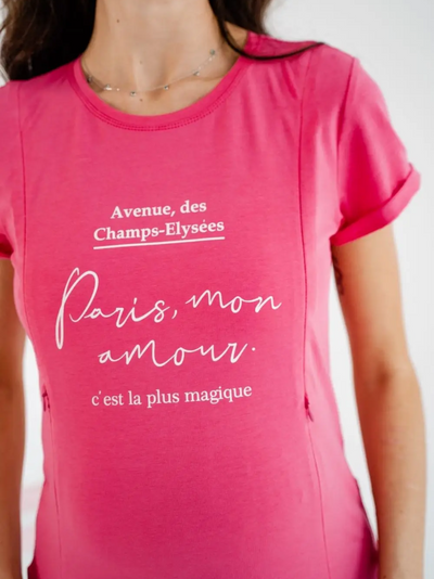 T-shirt 'Paris Mon amour' Rose