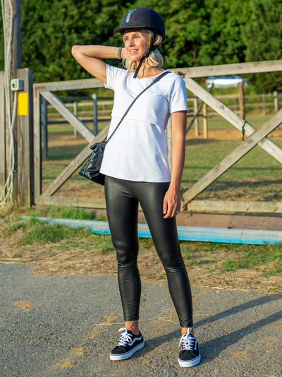 Legging de maternité en cuir mat
