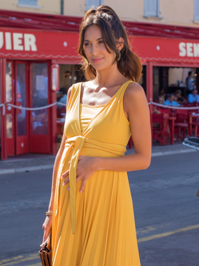 Robe longue plissée soleil