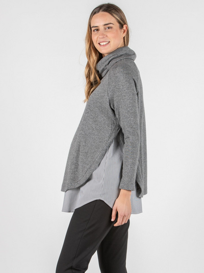 Pull col roulé gris PENELOPE (top pas inclus)