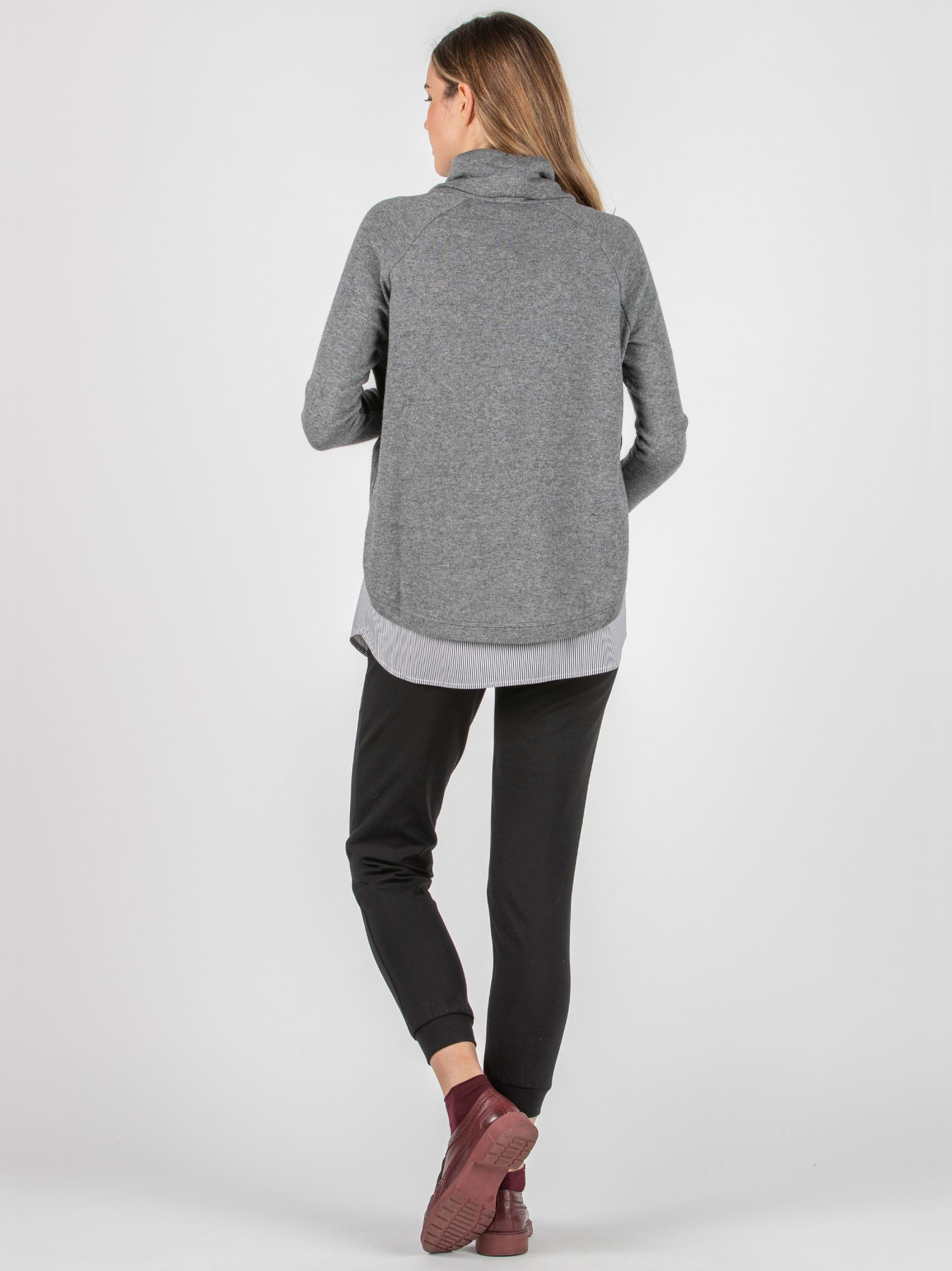 Pull col roulé gris PENELOPE (top pas inclus)