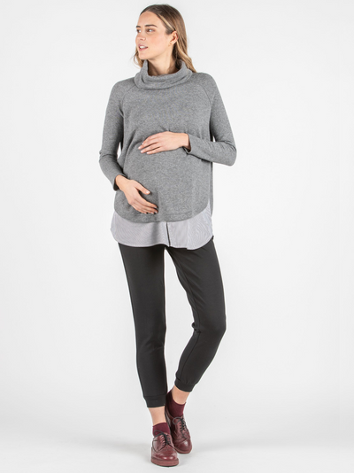 Pull col roulé gris PENELOPE (top pas inclus)