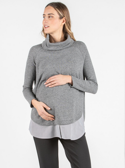 Pull col roulé gris PENELOPE (top pas inclus)