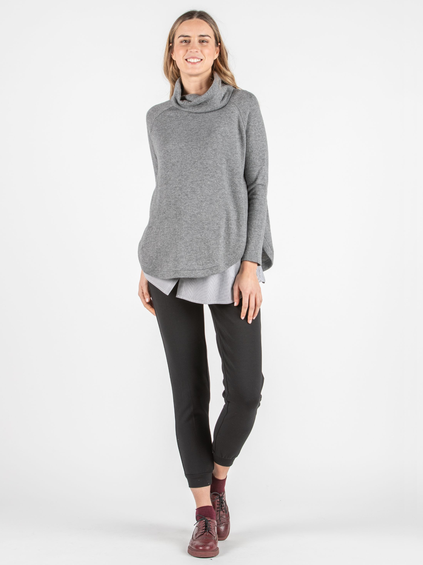 Pull col roulé gris PENELOPE (top pas inclus)